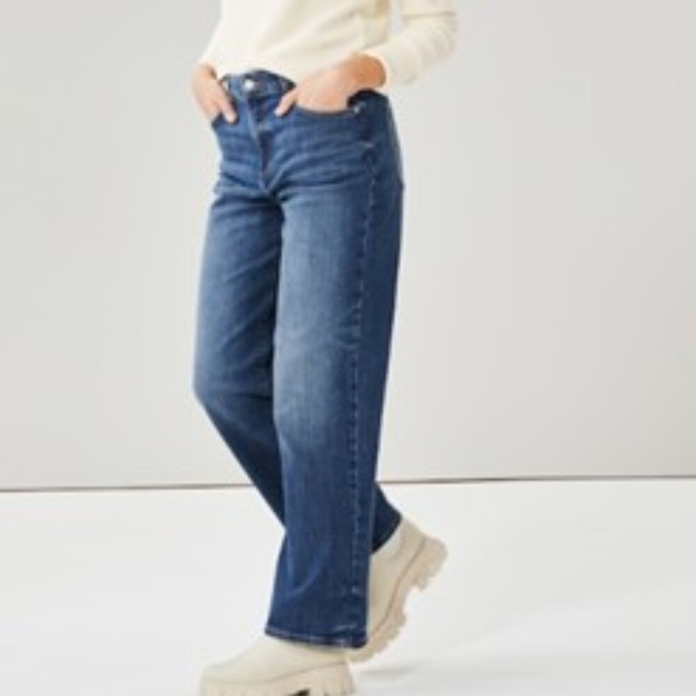 Joe Fresh Denim Jeans 5 pockets high rise wide leg sz 28